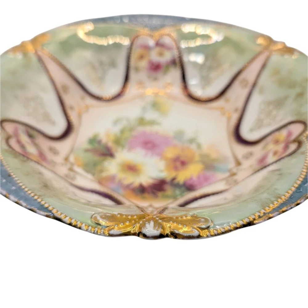 Antique OLS St Kilian Serving Bowl Floral Oscar Schlegelmilch Hand Painted SEE